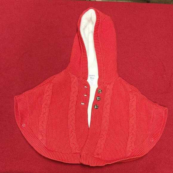 Carter's Other - Carter's Red Cable Knit Sweater Baby Cape - Size 18M
